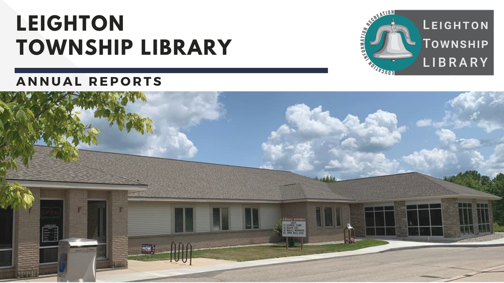 annual report with library building in summer with clouds in sky