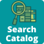 search catalog icon with magnifying glass and books